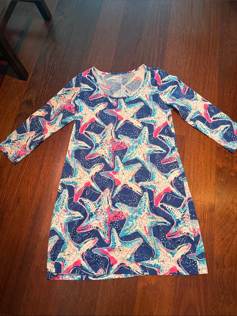 Lilly Pulitzer Navy Pink Teal Starfish-Print Mini Dress